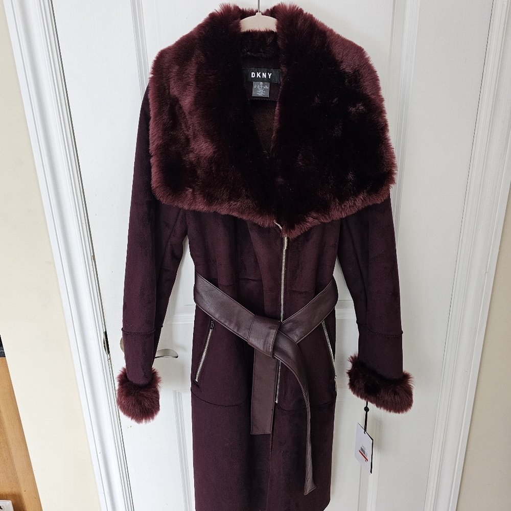 DKNY Winter Jacket knee length Bordeaux. Size XS